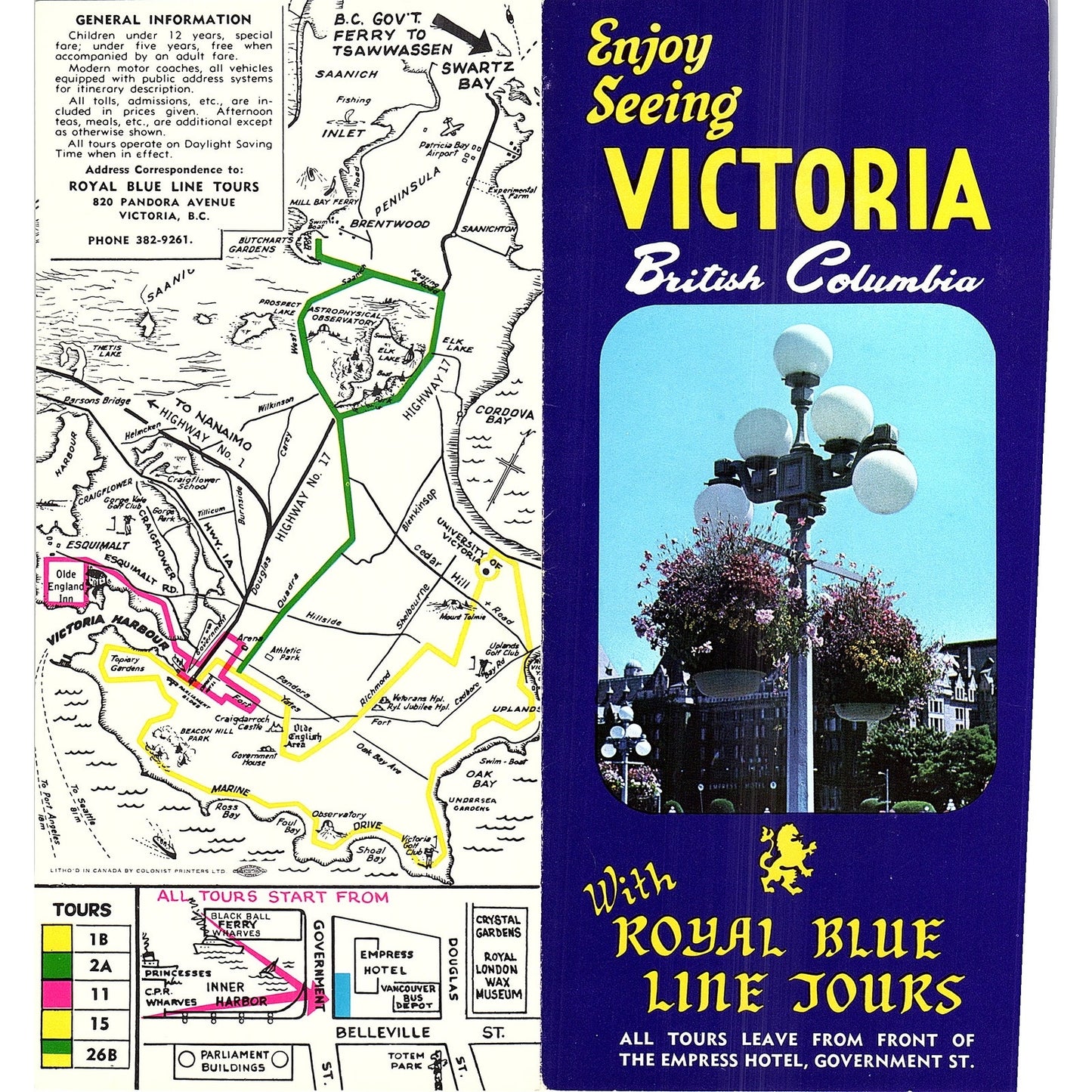 Sightseeing With Royal Blue Line Tours Victoria BC 1960s Travel Brochure TH2-TB4