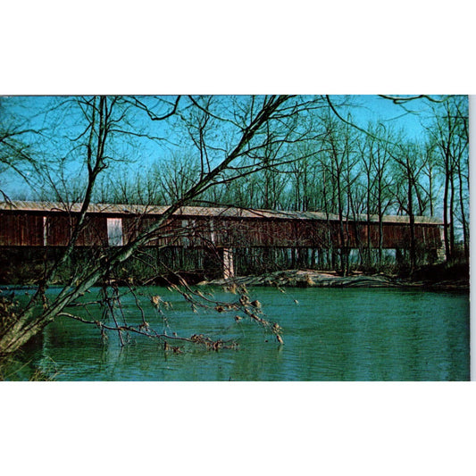 Ewing Bridge Jackson County Indiana White River Covered Bridge Postcard PB11