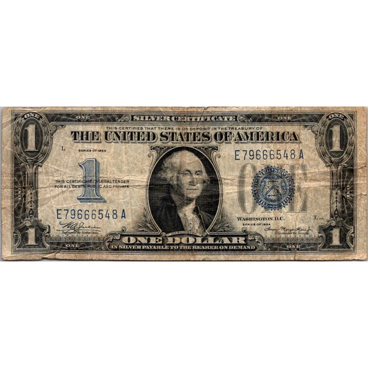 1934 $1 Funny Back Silver Certificate Raw Circulated 6548A AI9-M27