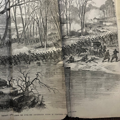 Battle of Stone River Tennessee Original 1863 Civil War Engraving C65