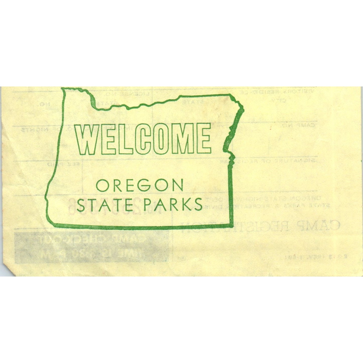 1969 Oregon State Park Beachside Camp Registration Receipt AD8-R6