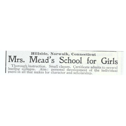 Miss Mead's Girls School Hillside Norwalk CT 1903 Magazine Ad AF7-SS2