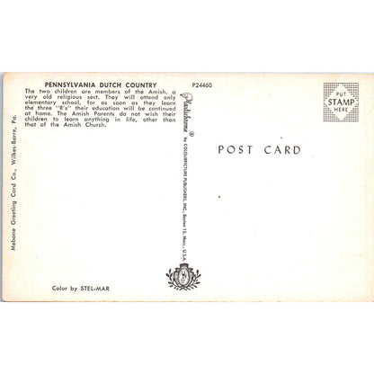 Amish Children in Pennsylvania Dutch Country Vintage Postcard PD4