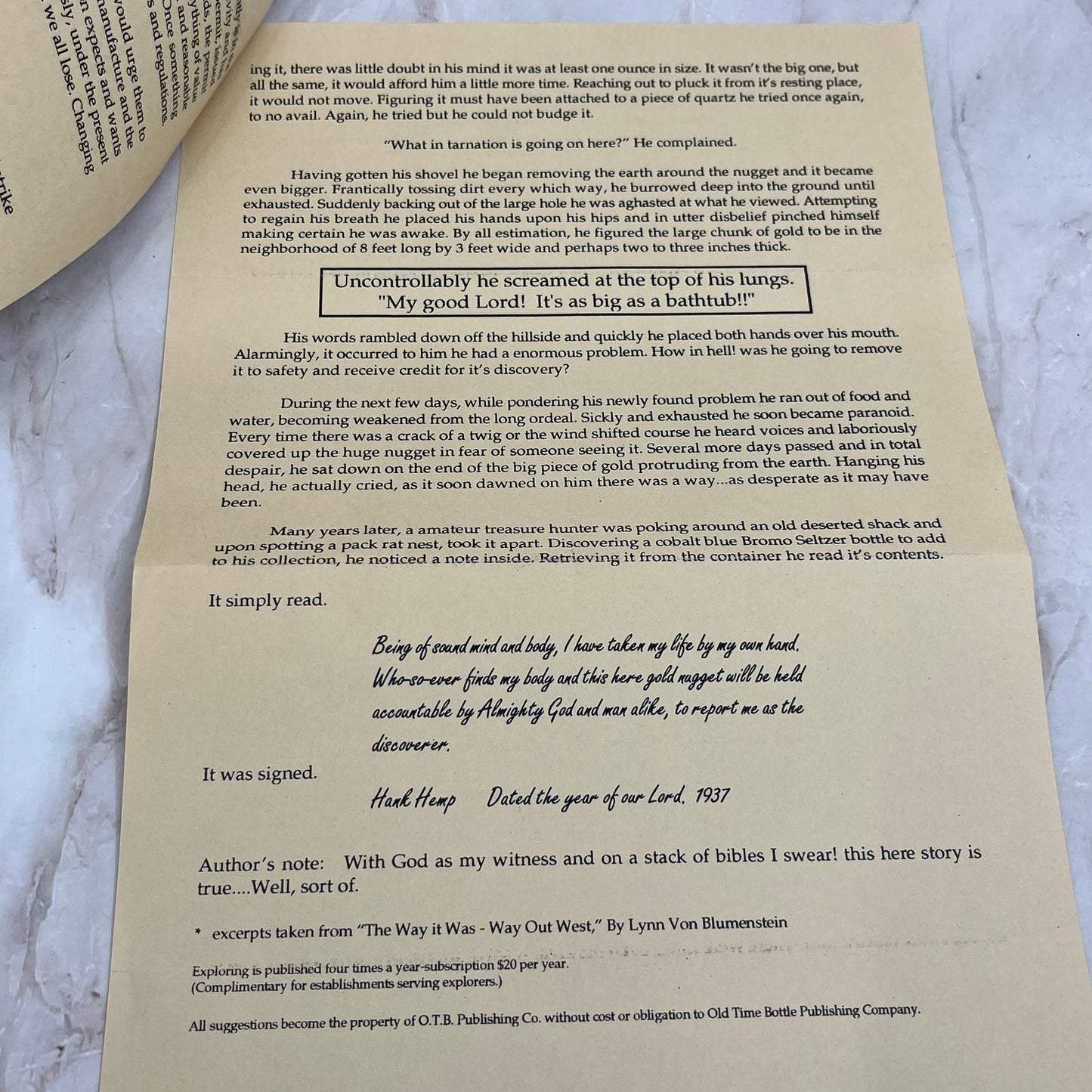 1988 Exploring With Lynn Von Blumenstein's Search & Recovery Systems Newsletter AE4