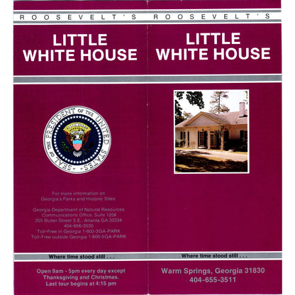 Vintage Roosevelt's Little White House Warm Springs Alabama Brochure TF4-B3