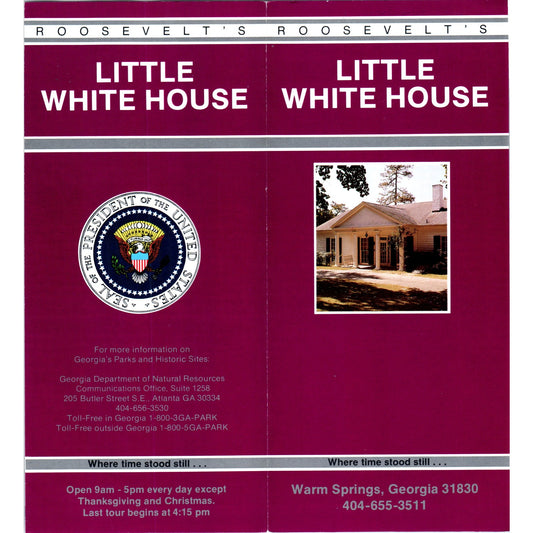 Vintage Roosevelt's Little White House Warm Springs Alabama Brochure TF4-B3