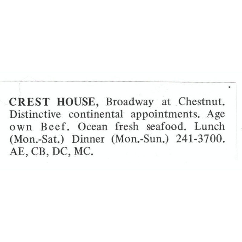 Crest House Seafood Restaurant St. Louis 1971 Magazine Ad AD8-O1