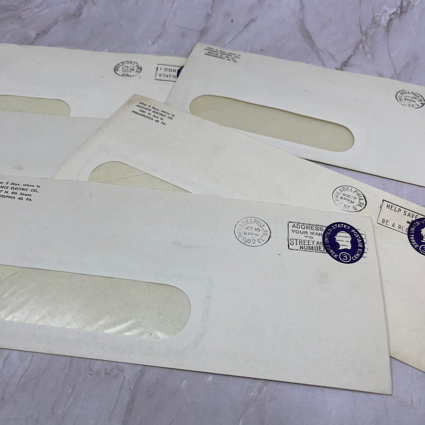 1950s Lot of Alliance Electric Co Philadelphia Postal Cover Envelopes TI5-E-18
