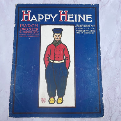 Happy Heine March Two Step J Bodewalt Lampe 1905 Sheet Music V15