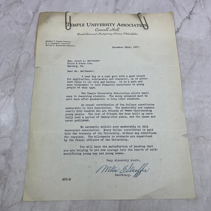 1937 Temple University Association Conwell Hall Membership Solicitation D22