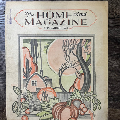 The Home Friend Magazine - Cover Only - Sept 1929 Fall Harvest 10x13 V10