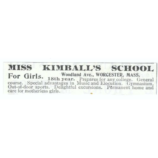 Miss Kimballs Girls School Worcester MA 1903 Magazine Ad AF7-SS1