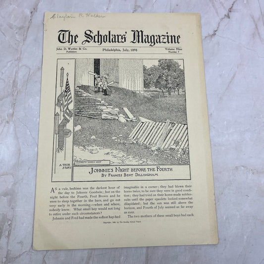 Johnnie's Night Before the Fourth July 1898 The Scholars' Magazine TG8-Z