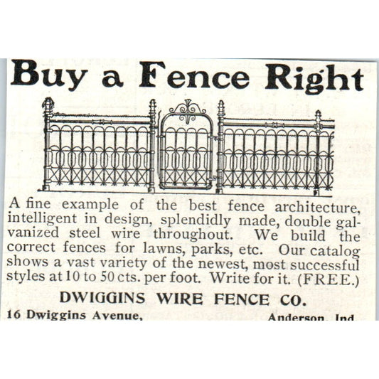Dwiggins Wire Fence Co. Anderson Indiana 1903 Magazine Ad AF7-E4