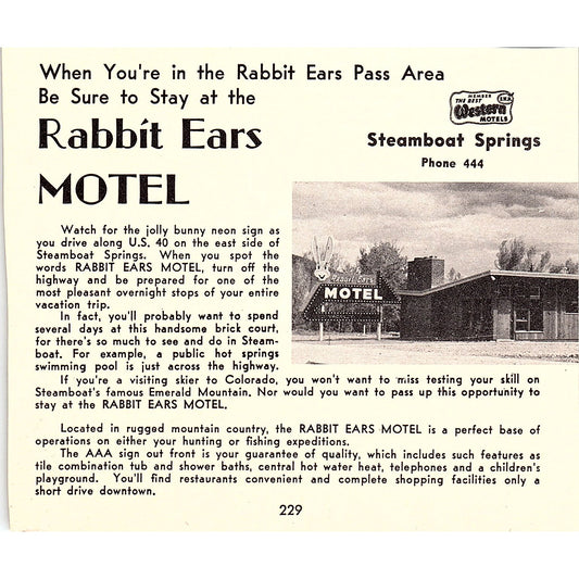 Rabbit Ears Motel Steamboat Springs CO 1958 Ad AG1-H6