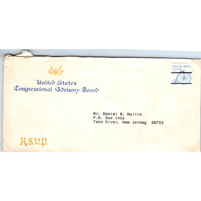 Congressional Advisory Board Pennyfarthing Stamp Postal Cover Envelope TG7-PC3
