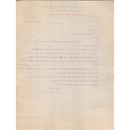 R.J. Johnstone & Co Grain Commission Minneapolis MN 1912 Letterhead Billhead K24