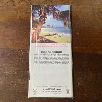 1968 Mackenzie Tours Hawaii Honolulu Travel Brochure TH2-TB2