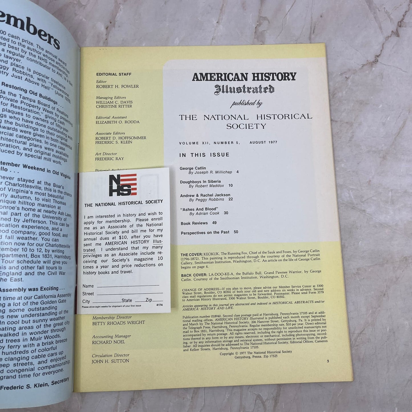 1977 Aug American History Illustrated Magazine Keokuk Chief of Sauk & Foxes M21