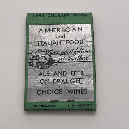 Hillside Cafe Thomas Mericantante Hillside MA Vintage Matchbook Cover TB8-MB-5