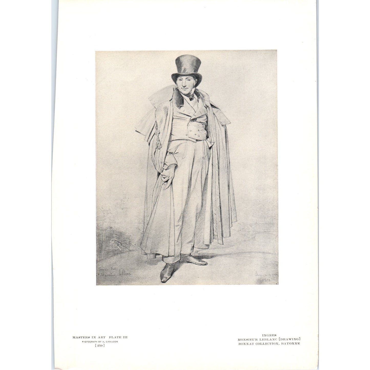 Monsieur Leblanc Drawing - Ingres c1905 Art Print D14