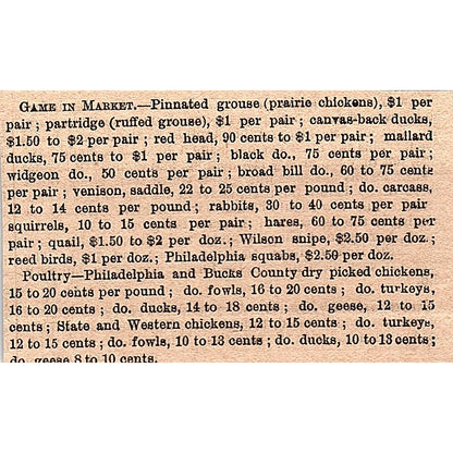1878 Market Prices for Game 1878 Article AG2-M8