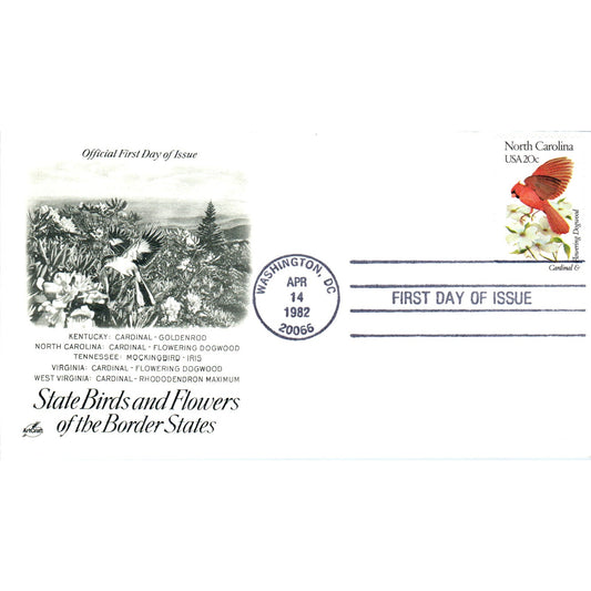 North Carolina 1982 State Birds & Flowers Border States First Day Issue TJ5-PC3