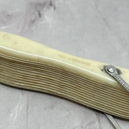 Vintage Folding Hand Fan Ornate Celluloid Hong Kong SC1