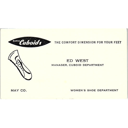 Burns Cuboids ED West May Co Vintage Business Card SB4-B7