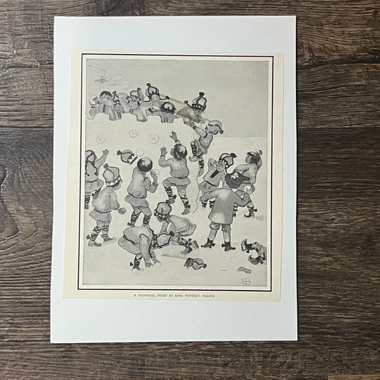 A Snowball Fight At King Winter's Palace Antique - 6x7 Art Print V2