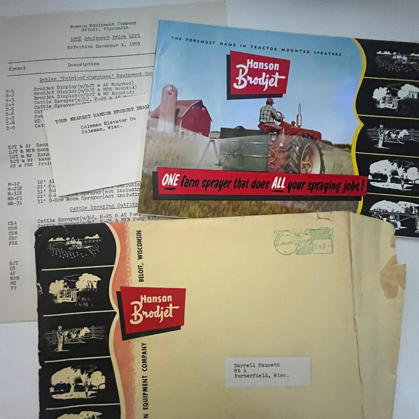 1956 Hanson Equipment Company Brodjet Beloit WI Farming Ephemera AJ3-1