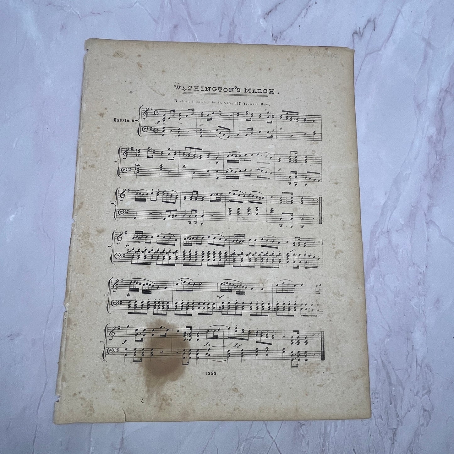 c1860 Washington's March Civil War Sheet Music V16