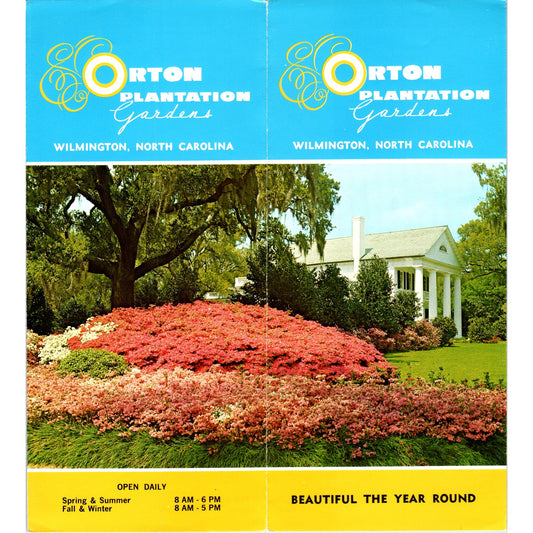 Vintage Orton Plantation Gardens Wilmington North Carolina Brochure TF4-B3