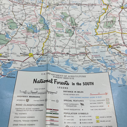 1970 Outdoors in Southern National Forests Fold Out Travel Map & Brochure TG8-Z