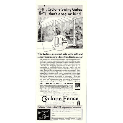 Cyclone Fence Company US Steel Corp Waukegan Illinois 1935 Ad V1-5