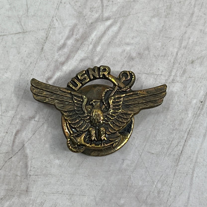 Vintage WWII US Naval Reserve USNR Pin Eagle Anchor Rope Screw Back Hat Pin SE5