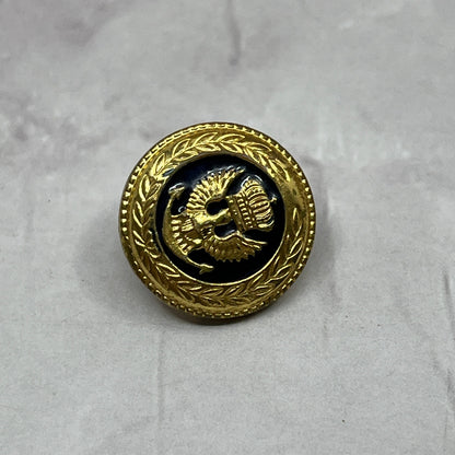 Vintage Eagle-Crown & Anchor w/Laurel Wreath Military Enameled Brass Button-5/8"