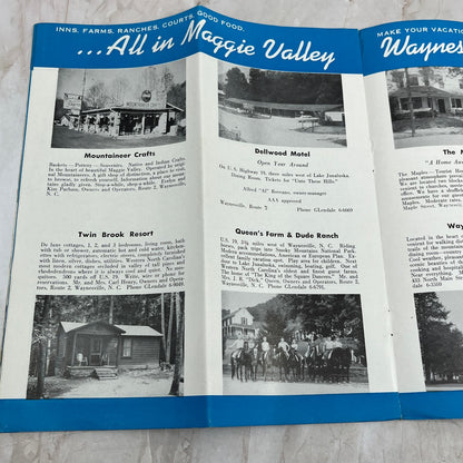 1950s Waynesville Area North Carolina Smoky Mountains Map Brochure TG8-Z