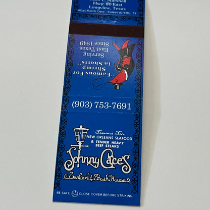 Johnny Cace's Seafood & Steakhouse Longview TX Matchbook Cover TB6-MB1-14