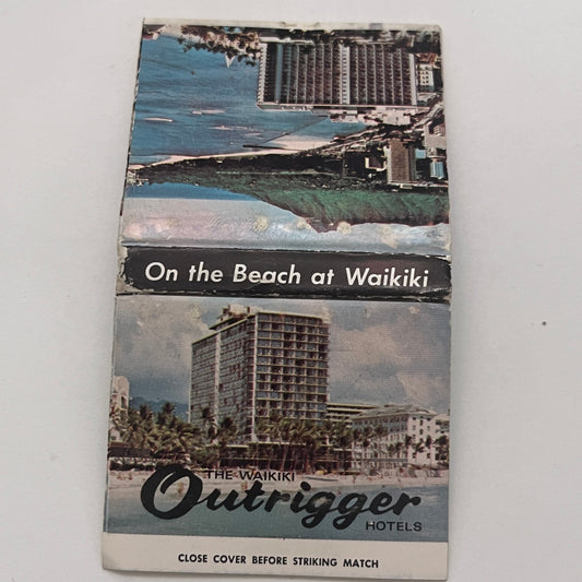 Outrigger Hotels On The Beach at Waikiki HI Vintage Matchbook Cover TB8-MB2-2