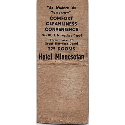 Hotel Minnesotan Minneapolis MN Vintage Matchbook Cover SF3-Y3