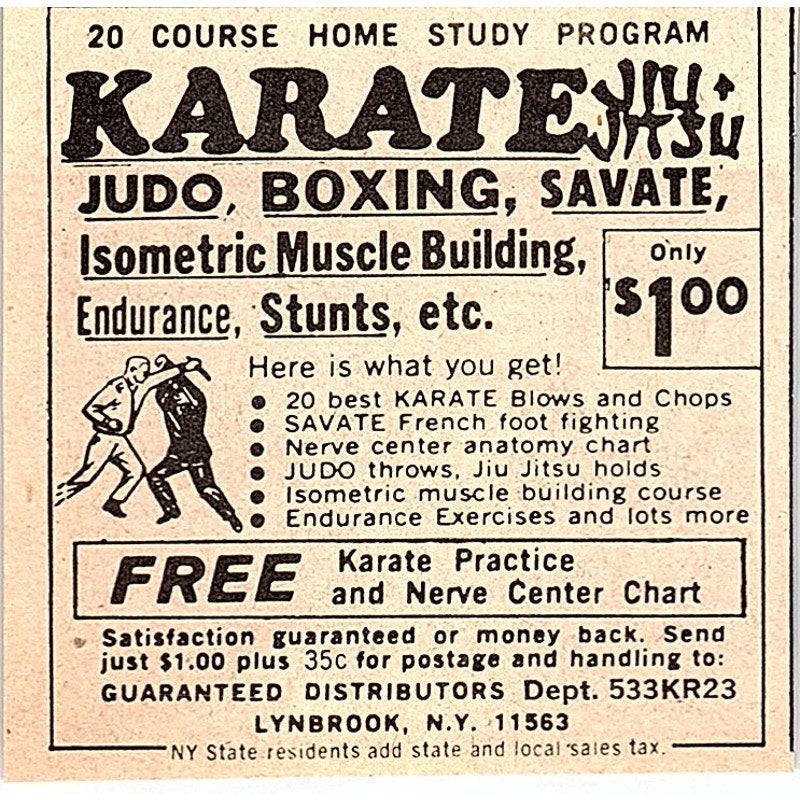 Karate Home Study Program Lynbrook NY 1974 Ad AG1-M8