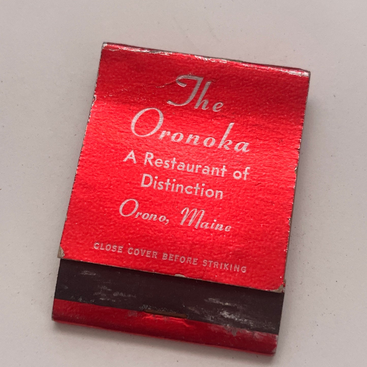 The Oronoka Restaurant of Distinction Orono ME Vintage Matchbook Cover TB8-MB2-4