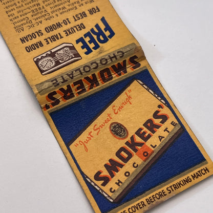 Smokers' Chocolate Vintage Matchbook Cover MM3-3