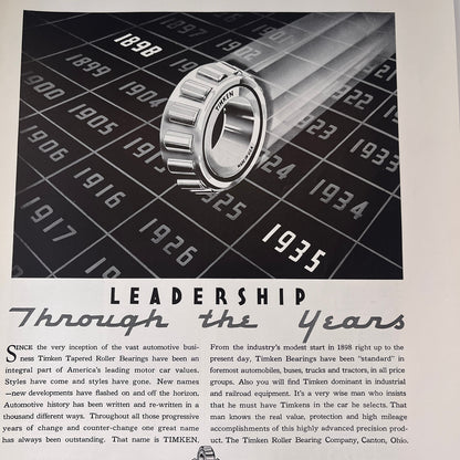 The Timken Roller Bearing Company Canton Ohio 1935 Ad V1-4