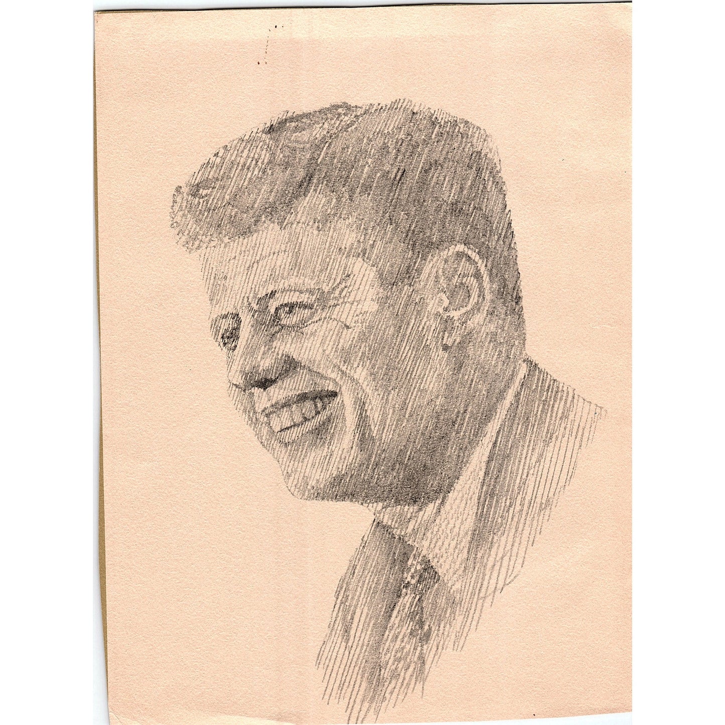 Vintage JFK John F Kennedy Portrait Sketch 8x11 AF3-18