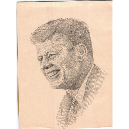 Vintage JFK John F Kennedy Portrait Sketch 8x11 AF3-18