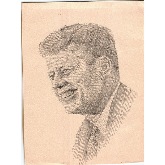 Vintage JFK John F Kennedy Portrait Sketch 8x11 AF3-18