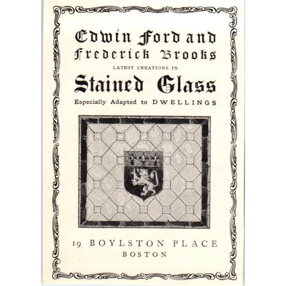 Edwin Ford and Frederick Brooks Stained Glass c1905 Victorian Ad AE9-MA5
