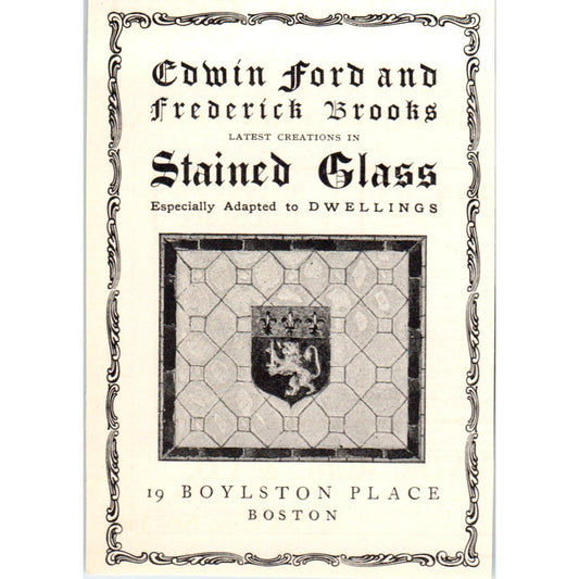 Edwin Ford and Frederick Brooks Stained Glass c1905 Victorian Ad AE9-MA5